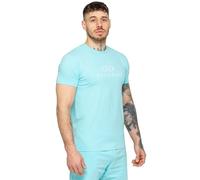 989Zé ENZO Mens Crew Neck T Shirt Casual Cotton Short Sleeve Stretch Slim Fit Top EZTS653 Tshirt Aqua Blue XL