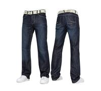 989Zé ENZO Mens Denim Straight Leg Jeans Trousers Regular Fit Stylish Fashion All Waist Sizes Free Belts EZ14 Darkwash 38W / 34L