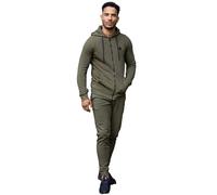 989Zé ENZO Mens Full Tracksuit Set Long Sleeve Zip Up Hoodie Jacket Sweatshirt and Casual Fleece Sweatpants Joggers HD577 + JG579 TRACKSUIT KHAKI M