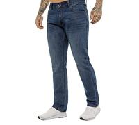 989Zé ENZO Mens Jeans Straight Leg Classic Fashion Regular Fit Cotton Basic Denim Pants Trousers EZ408 MID Blue 32W / 34L