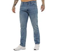989Zé ENZO Mens Jeans Straight Leg Classic Fashion Regular Fit Cotton Basic Denim Pants Trousers EZ408 Light Blue 44W / 32L