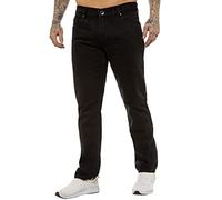 989Zé ENZO Mens Jeans Straight Leg Classic Fashion Regular Fit Cotton Basic Denim Pants Trousers EZ408 Black 44W / 32L