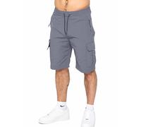 989Zé ENZO Mens Polyester Cargo Shorts Casual Regular Fit Crinkle Utility Cargo Shorts MSC17 Short Grey M