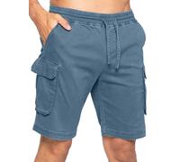 989Zé ENZO Mens Shorts Cargo Combat Casual Cotton Summer Stretch Shorts Regular Fit with Pockets (UK, Alpha, M, Regular, Regular, Steel Blue)