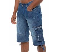 989Zé ENZO Mens Shorts EZS404 Raw Combat Cargo Pockets Casual Knee Length Denim Half Pants