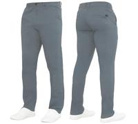 989Zé ENZO Mens Stretch Chino Slim Fit Leg Jeans Trousers Pants by Raw Denim (UK, Waist & Inseam, 38, 32, Light Grey)