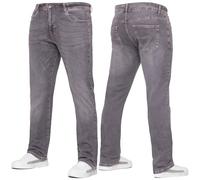 989Zé ENZO Mens Stretch Straight Leg Regular Fit Casual Cotton Classic 5 Pocket Basic Zipper Denim Jeans KZ127 Grey 42W / 30L