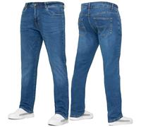 989Zé ENZO Mens Stretch Straight Leg Regular Fit Casual Cotton Classic 5 Pocket Basic Zipper Denim Jeans KZ127 Blue 36W / 30L