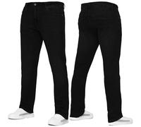 989Zé ENZO Mens Stretch Straight Leg Regular Fit Casual Cotton Classic 5 Pocket Basic Zipper Denim Jeans KZ127 Black 36W / 34L