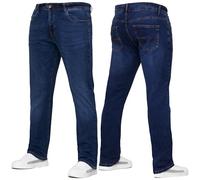 989Zé ENZO Mens Stretch Straight Leg Regular Fit Casual Cotton Classic 5 Pocket Basic Zipper Denim Jeans KZ127 Dark Blue 32W / 30L