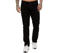 989Zé ENZO Mens Stretch Straight Leg Regular Fit Classic Denim Jeans All Waist Sizes EZ359 Black 48W / 32L