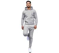 989Zé ENZO Mens Tracksuit Long Sleeve Pullover Overhead Hoodie and Casual Cotton Fleece Joggers Pants Set HD578 + JG579 TRACKSUIT GREY L