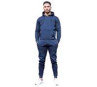989Zé ENZO Mens Tracksuit Long Sleeve Pullover Overhead Hoodie and Casual Cotton Fleece Joggers Pants Set HD578 + JG579 TRACKSUIT NAVY L