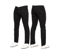 989Zé ENZO New Mens Stretch Straight Leg Jeans Casual Regular Fit Classic Basic Denim Pants KZ127 Black 40W / 32L