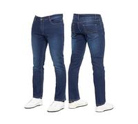 989Zé ENZO New Mens Stretch Straight Leg Jeans Casual Regular Fit Classic Basic Denim Pants KZ127 Dark Blue 32W / 30L