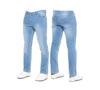 989Zé ENZO New Mens Stretch Straight Leg Jeans Casual Regular Fit Classic Basic Denim Pants KZ127 Light Blue 32W / 30L