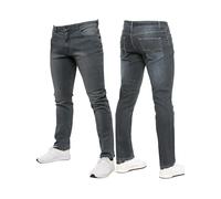 989Zé ENZO New Mens Stretch Straight Leg Jeans Casual Regular Fit Classic Basic Denim Pants (UK, Waist & Inseam, 44, 32, Grey)