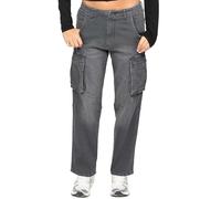 989Zé ENZO Womens Cargo Jeans Casual Cotton Regular Fit Straight Leg Denim Pants EZL644 Jeans Grey XL