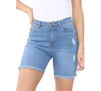 989Zé ENZO Womens Denim Shorts Skinny Stretch Casual Ladies Ripped Turned Up Hem Short Hot Pants with Pockets (UK, Numeric, 6, Regular, Regular, Light Blue)