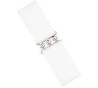 989Zé ENZO Womens Elasticated Stretch Belts Wide Ladies Elastic Stretchy Belt for All Waist Sizes EZ BELTS 12 WHITE S