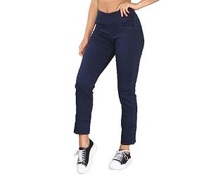 989Zé ENZO Womens Elasticated Waist Jeans Pants Slim Straight Leg Pull On Stretch Denim Trousers Casual Cotton Comfy Jeggings EZL432 Jeans Indigo 14