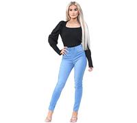 989Zé ENZO Womens High Rise Skinny Stretch Jeans Elasticated Waist Jeggings Denim Jean EZL419 Jeggings Light Blue 20