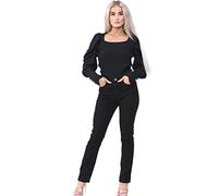 989Zé ENZO Womens High Waist Slim Straight Leg Jeans Stretch Cotton Denim Pants EZL423 Jeans Black 12