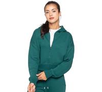 989Zé ENZO Womens Hoodie Top Casual Fleece Cropped Sweatshirt With Hood Crop Hoody (UK, Alpha, L, Regular, Regular, Dark Green With Zip)