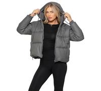 989Zé ENZO Womens Padded Jacket Long Sleeve Zip Up High Neck Puffer Jacket with Hood and Pockets
