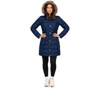 989Zé ENZO Womens Padded Puffer Longline Jacket Long Sleeve Zip Up Faux Fur Trimmed Hooded Winter Coat