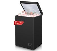 98L Chest Freezer with Removable Baskets Upright Freestanding Top Open Door Deep Freezer Adjustable Thermostat Space-Saving for Home, Dorm, Bar, Basement & Kitchen