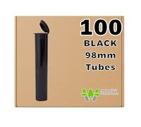 98MM Black Doob Tubes | 100 Pack | Waterproof Airtight and Smell Proof Blunt Vial Container | Child Resistant with Squeeze Pop Tops | BPA-Free | Ideal for Storing Pre Rolled Raw Cones