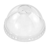 98mm Clear Plastic Smoothie Dome Lids with Cross Perforation for Straws, Ideal for Disposable Cups - 12oz/16oz/20oz/24oz Cold Cups, Universal Fit (50)