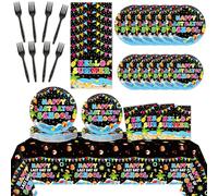 98Pcs Happy Last Day of School Party Plates Napkins Tablecloths for Summer Vacation Decorations Summer End of School Year Tableware Set for Serves 24 Guests Classroom Teacher Graduation Party Supplies