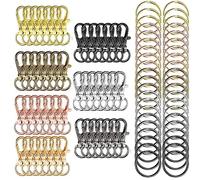 98Pcs Keychain Hooks with Key Rings, Metal Clip Keyring Key Hoops Swivel Clasps Lanyard Snap Hooks Lobster Claw Clasps, 49 Clasps & 49 Key Rings, Key Chain Ring for Lanyard, Jewelry Making, 7 Colors