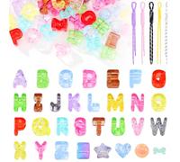 98Pcs Large Letter Beads Big A-Z Acrylic Alphabet Bubble Beads for Paracord Bead Keychains Crafts Bag Charm Education Leaning Chunky Letter Bead Transparent