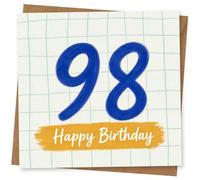98th Birthday Card, 98th Birthday Card for 98 Year Old, with Blue Number Design, Funny Age