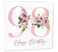 98th Birthday Card for Women - Floral 98th Birthday Cards for 98 year old woman Ninety Eight, Ninety Eighth Ladies Nan Grandma Mum Aunt Sister Mom Friend