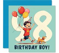 98th Birthday Cards for Men - Balloon Boy - Happy Birthday Card for 98 Year Old Man Grandpa Great Grandad Grandad Uncle, 145mm Bday Greeting Cards