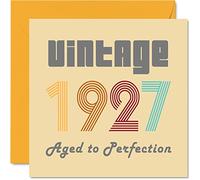 98th Birthday Cards for Men Women - Vintage 1927 Aged To Perfection - 98 Birthday Card Funny for Her Him, 145mm Greeting Cards Great Grandad Grandma Granny Nanny Nan