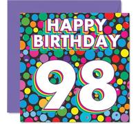 98th Birthday Cards for Women and Men, Funky Rainbow Dots