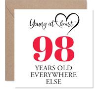 98th Birthday Cards for Women Men - Young at Heart - Happy Birthday Card for 98 Year Old Woman Man Nanny Grandma Auntie Nan, 145mm Bday Greeting Cards