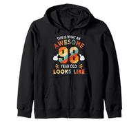 98th Birthday Gift 98 Years Old Looks Like Funny 98th Bday Zip Hoodie