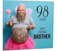 98th Brother Funny Birthday Card - Bearded Man Bros Funny Brothers Birthday Card for 98 Year old Ninety Eight, Ninety Eighth