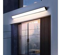 98W Outdoor Modern LED Wall Lights - IP65 Waterproof Rectangular Aluminum Lamp for Garden, Villa, Staircase & Mirror - 30CM Black Warm Light Strip Lighting