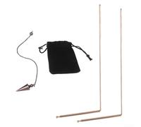 99.9% Copper Dowsing Rods, Brass Metal Detector Rod Set for Water Finding, Mineral Veins and Treasure Hunting with Pendulum Tool, Adjustable L-Shape Divining Rods for Prospecting(B)