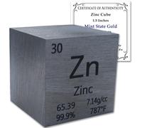 99.9% Pure 1.5" Inch Zinc Cube - Element Design with Certificate of Authenticity