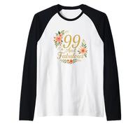 99 And Fabulous Floral 99th Birthday Celebration Funny Raglan Baseball Tee
