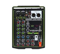 99 DSP Effect Mixer 4-channel Portable 48V Phantom Power Monitor DJ Mixing Console for Professional Studio(Nero)