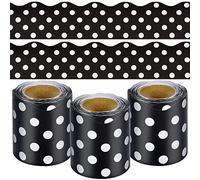 99 Ft Bulletin Board Border 3 Rolls Black and White Dots Scalloped Borders Trim Decorative Classroom Bulletin Board Rolled Trim Back to School Decoration for Home Classroom School Office Decoration